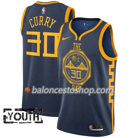 Camiseta Niños NBA Golden State Warriors Stephen Curry 30 2018-19 Nike City Edition Navy Swingman